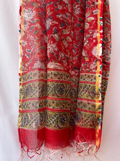 Pure Kota doriya hand block printed dupatta