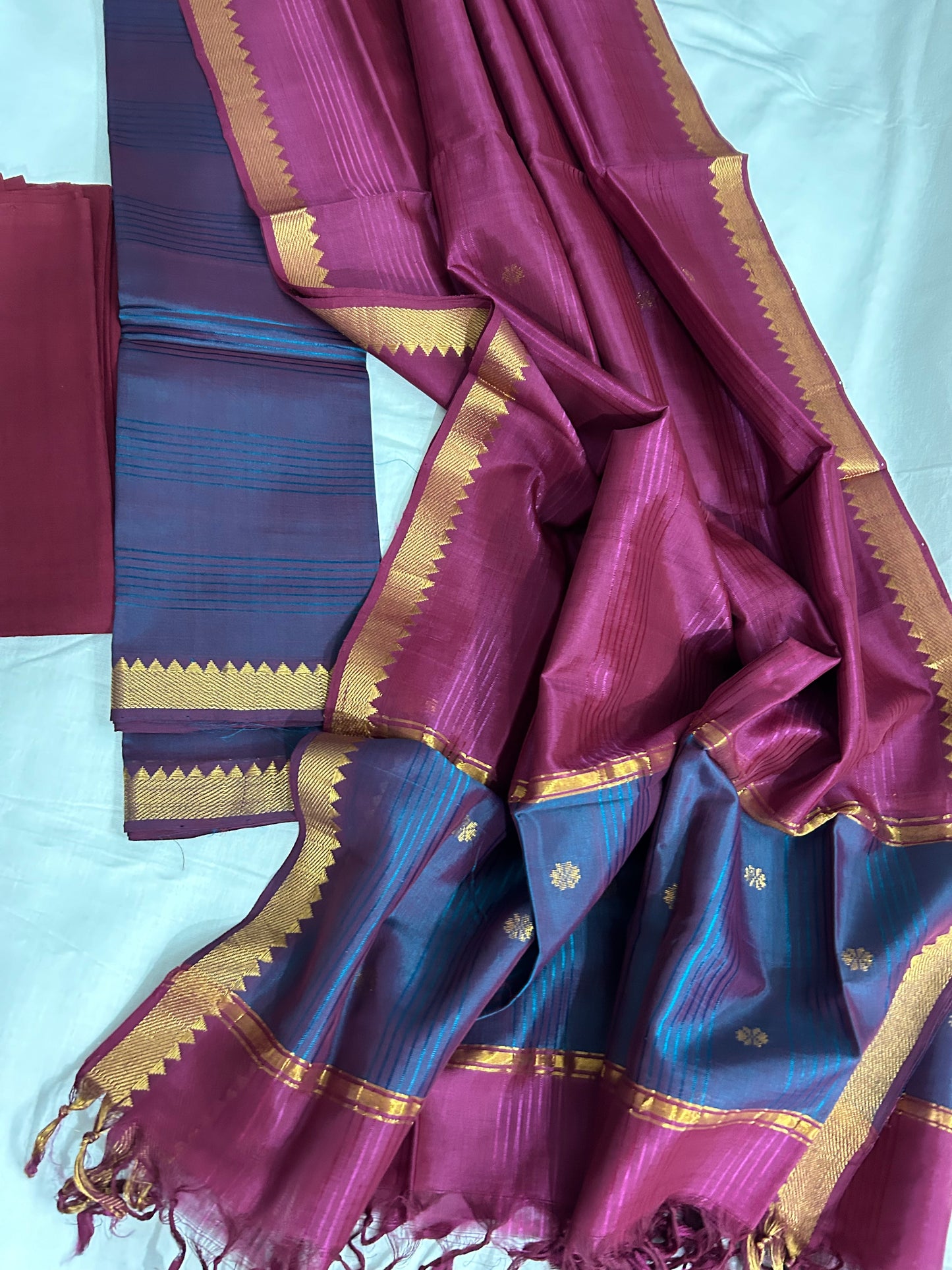 Handloom Mangalagiri Silk Cotton Dress Material