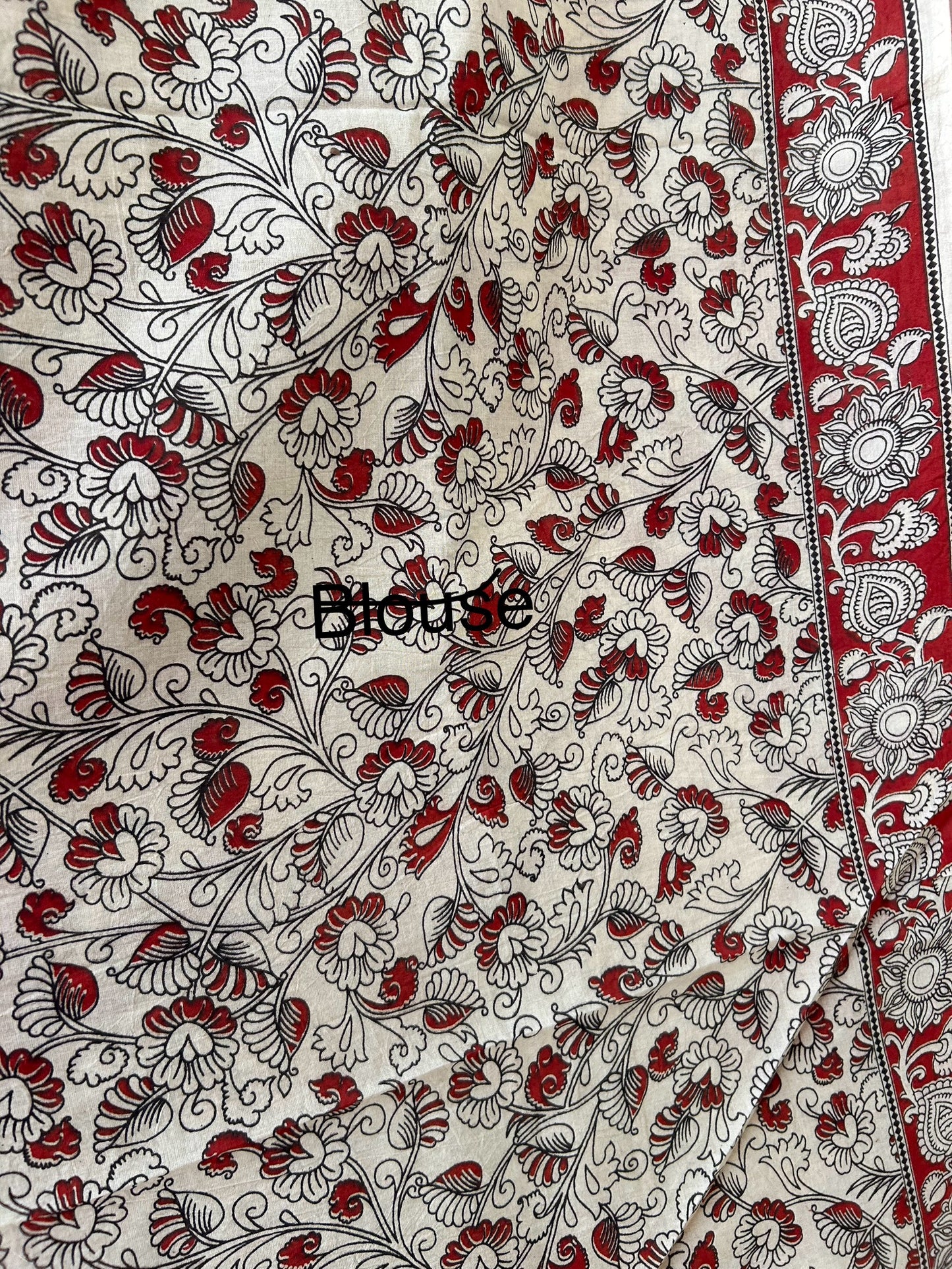 Kalamkari Malmal Cotton Saree with blouse