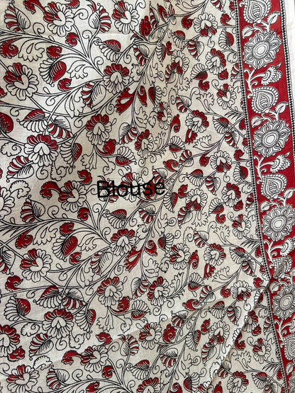 Kalamkari Malmal Cotton Saree with blouse