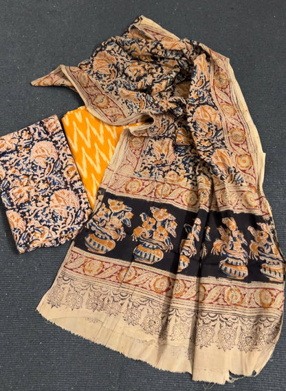 Ikat Kalamkari Cotton Dress Material