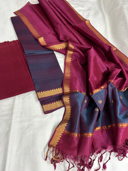 Handloom Mangalagiri Silk Cotton Dress Material