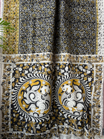 Kalamkari Malmal Saree with Blouse