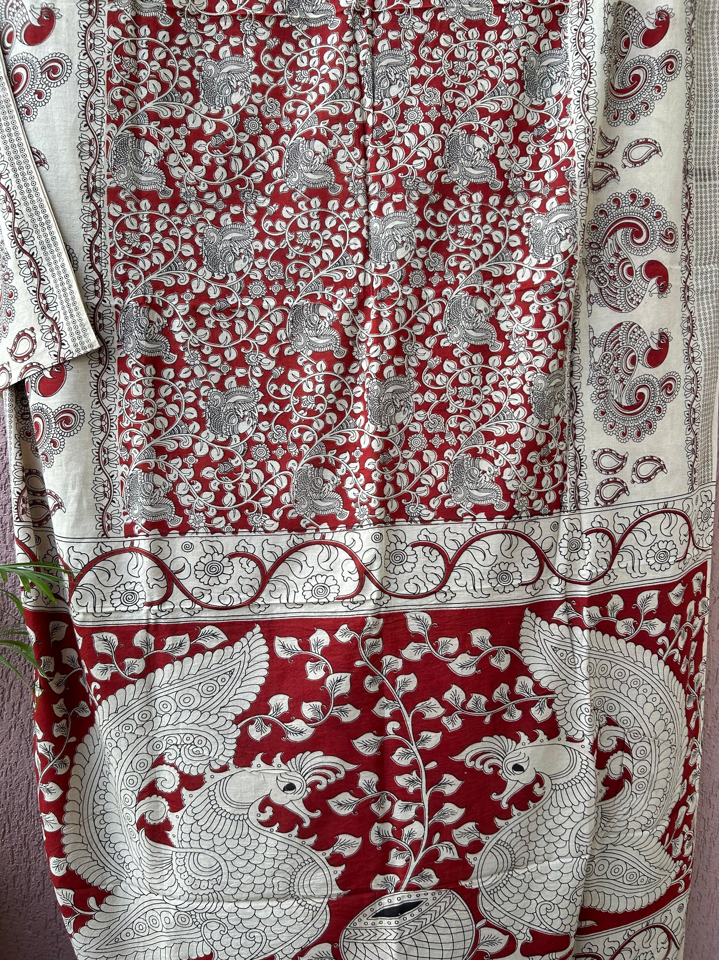 Kalamkari Malmal Cotton Saree with Blouse