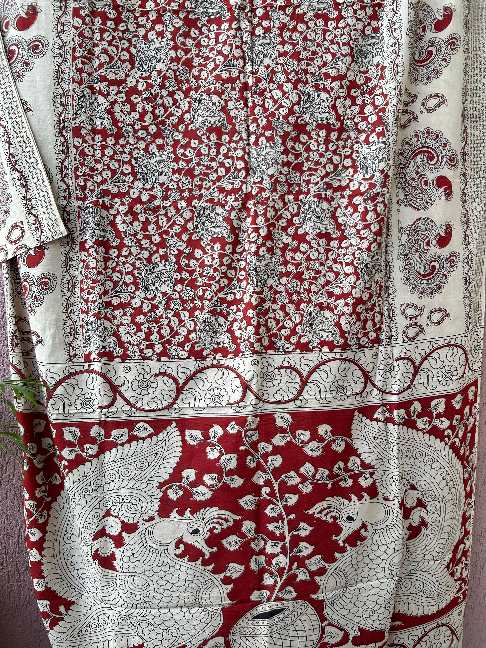 Kalamkari Malmal Cotton Saree with Blouse