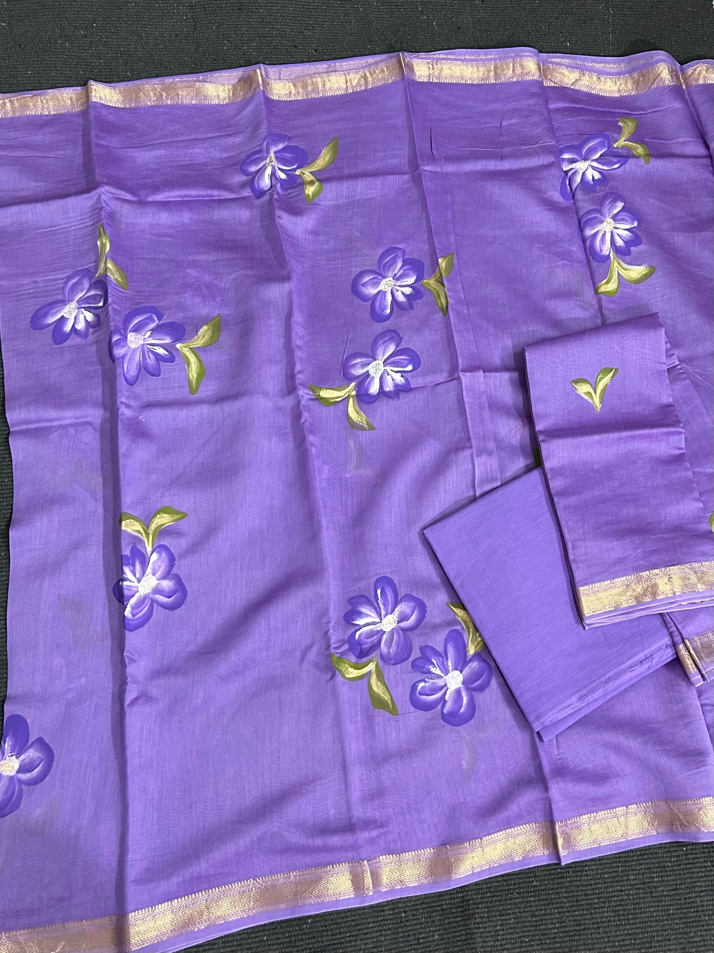 Hand Painted Maheshwari Silk Dress Material
