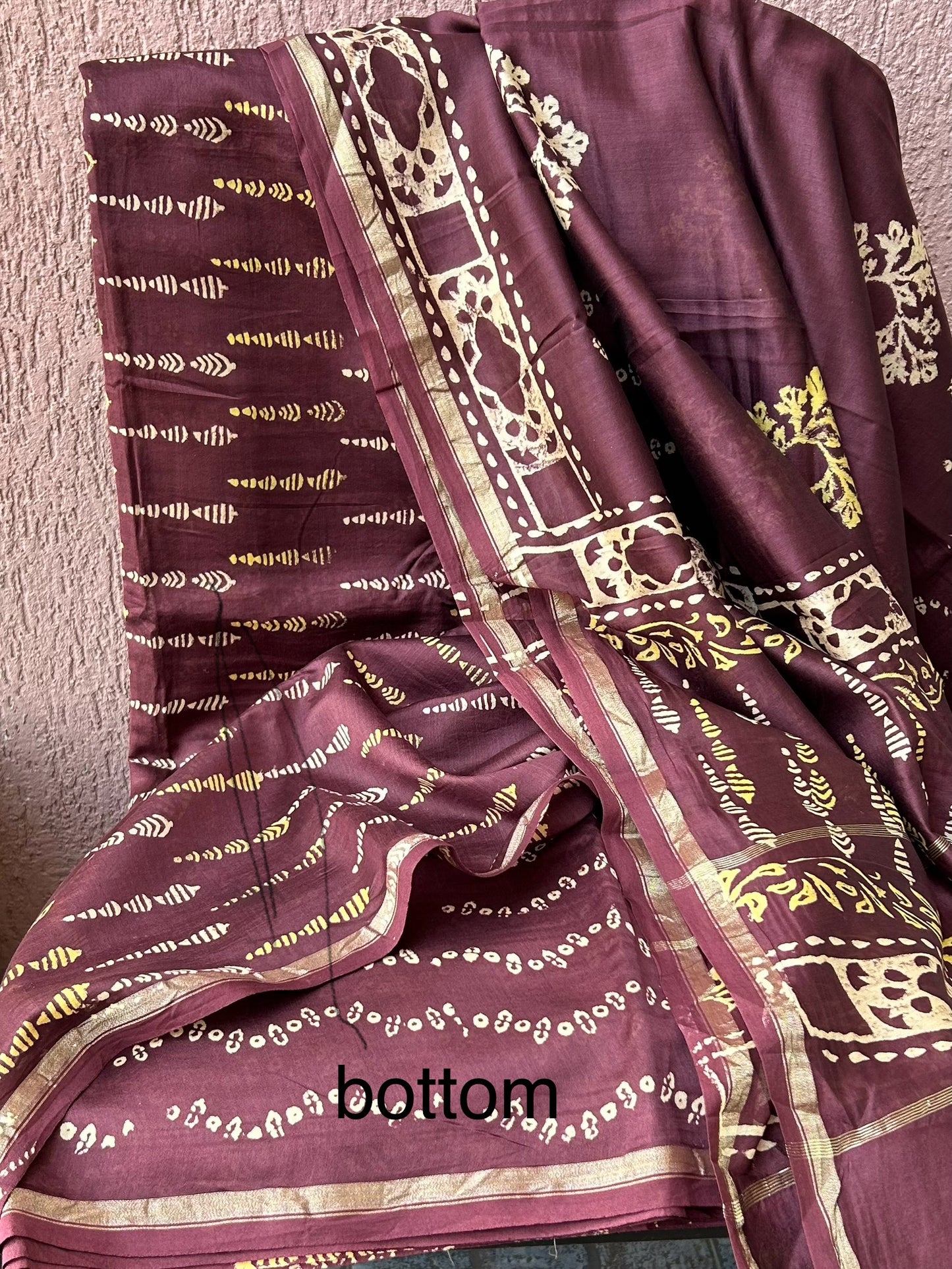 Chanderi 4 ply Pure Silk Cotton Hand Blockprint Dress Material