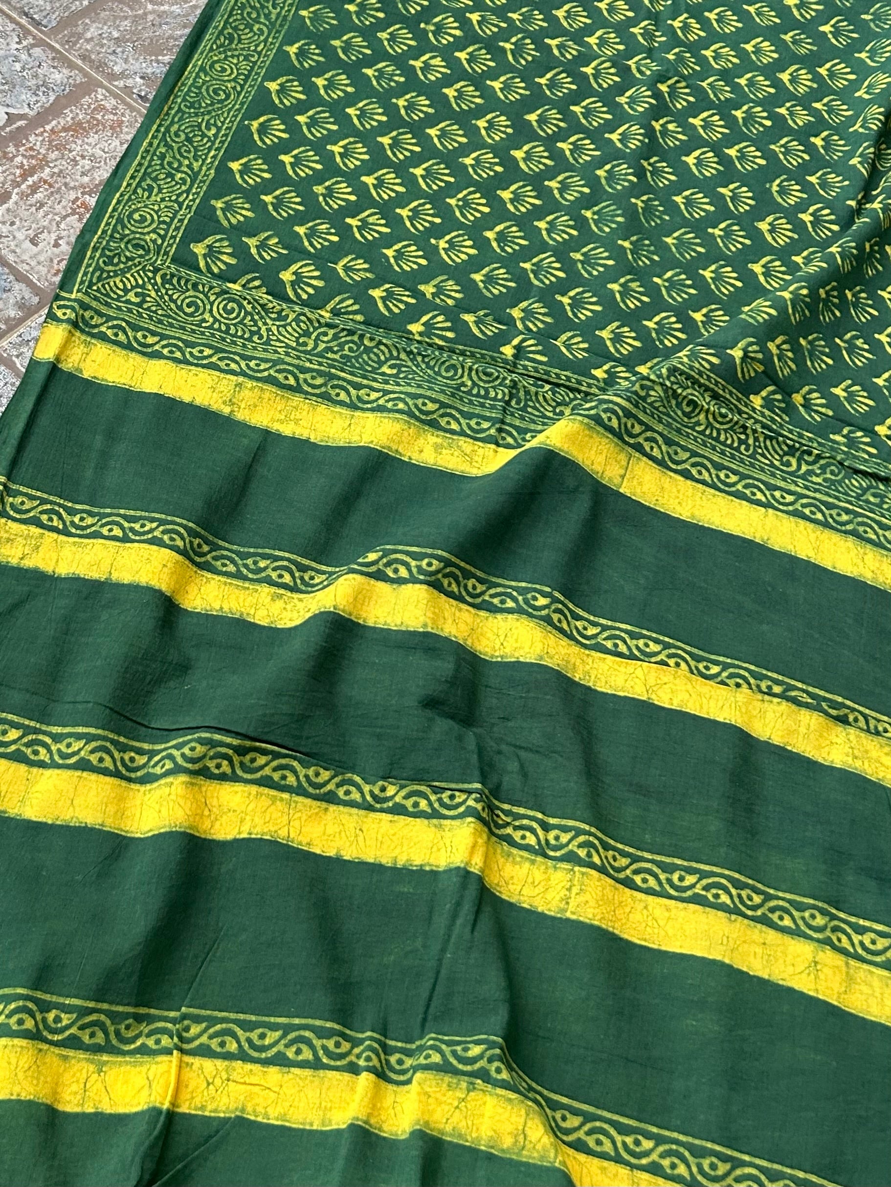 Akola Hand BlockPrint Cotton Saree with Blouse