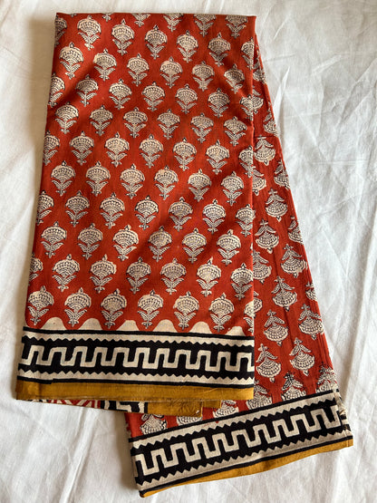 Hand BlockPrint Cotton Saree with Blouse