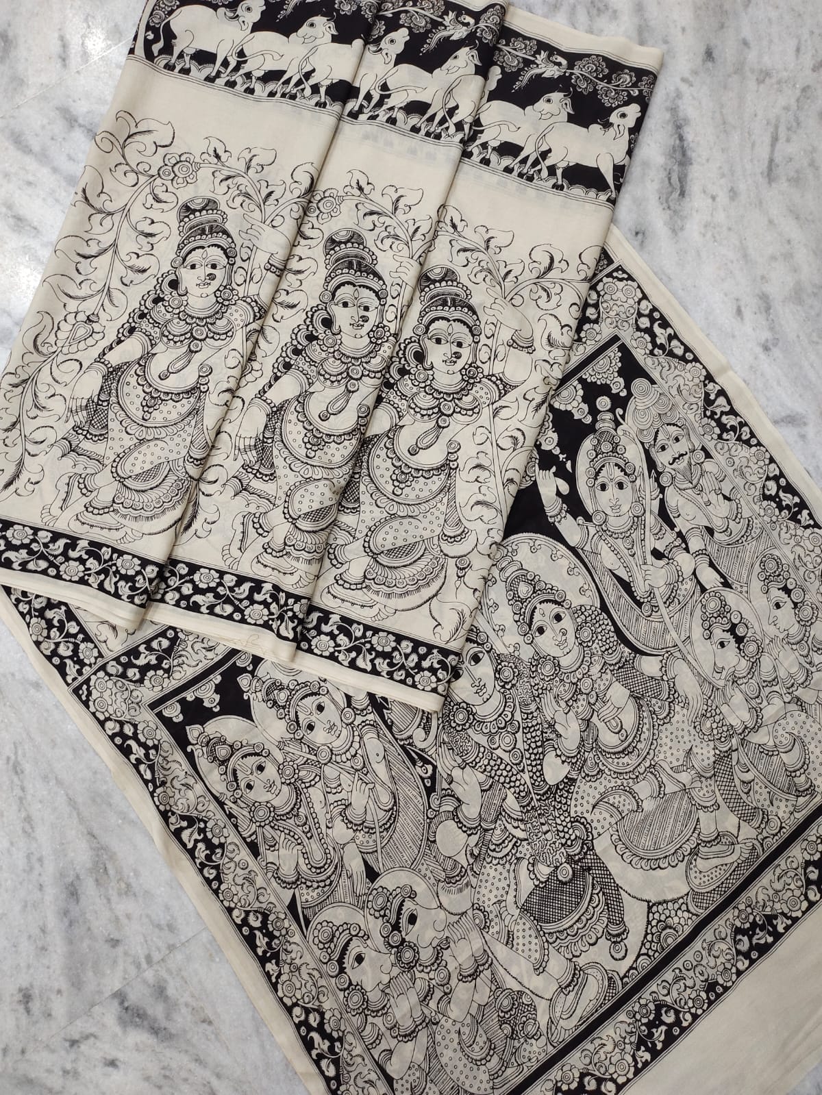 Hand Painted Kalamkari Sarees – Parijat Collections