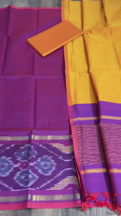 Ikat Cotton Silk Dress Material