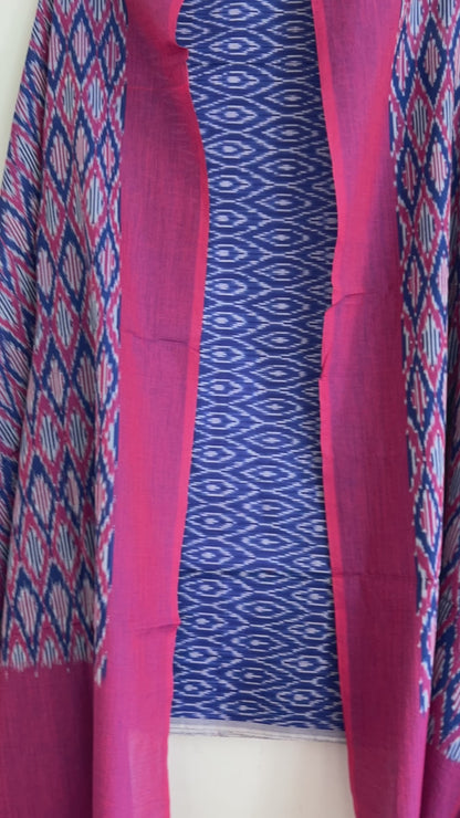 Double Ikat Mercerized Cotton Dress Material