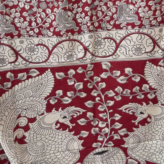 Kalamkari Malmal Cotton Saree with Blouse