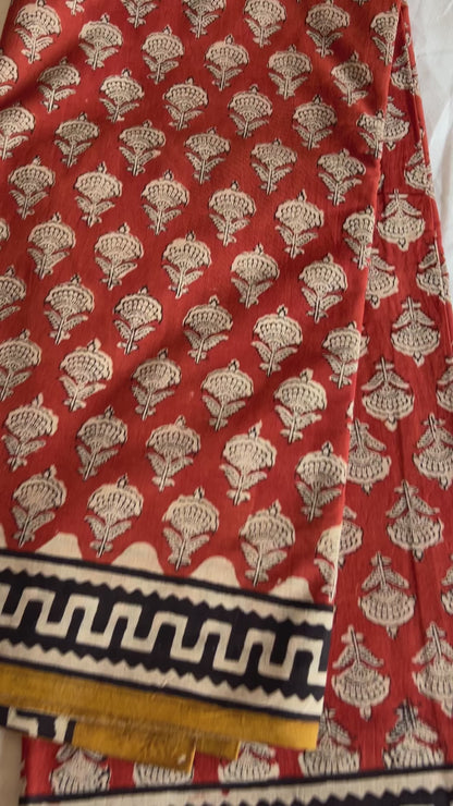 Hand BlockPrint Cotton Saree with Blouse