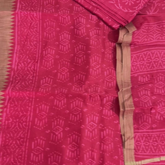 Hand BlocHand BlockPrint Maheshwari Silk Cotton Dress MaterialkPrint Maheshwari Silk Cotton Dress Material