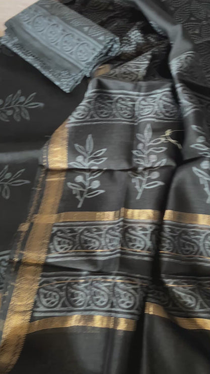 Hand BlockPrint Maheshwari Silk Cotton Dress Material