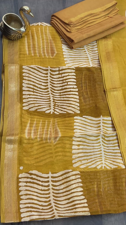 Hand Block Printed Maheshwari Silk Cotton Dress Material