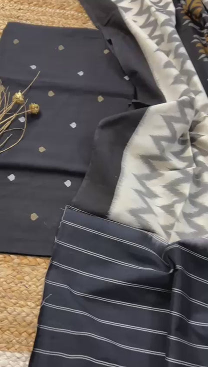 Handloom Cotton weaving Booti Top with Ikat Cotton Dupatta