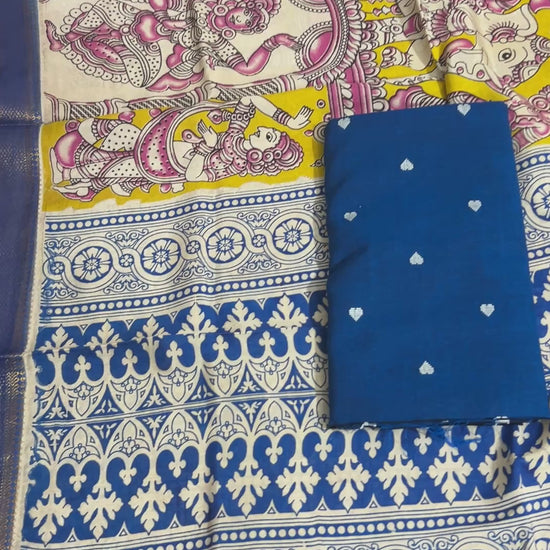 Handloom Cotton Dress Material with Kalamkari Silk Dupatta