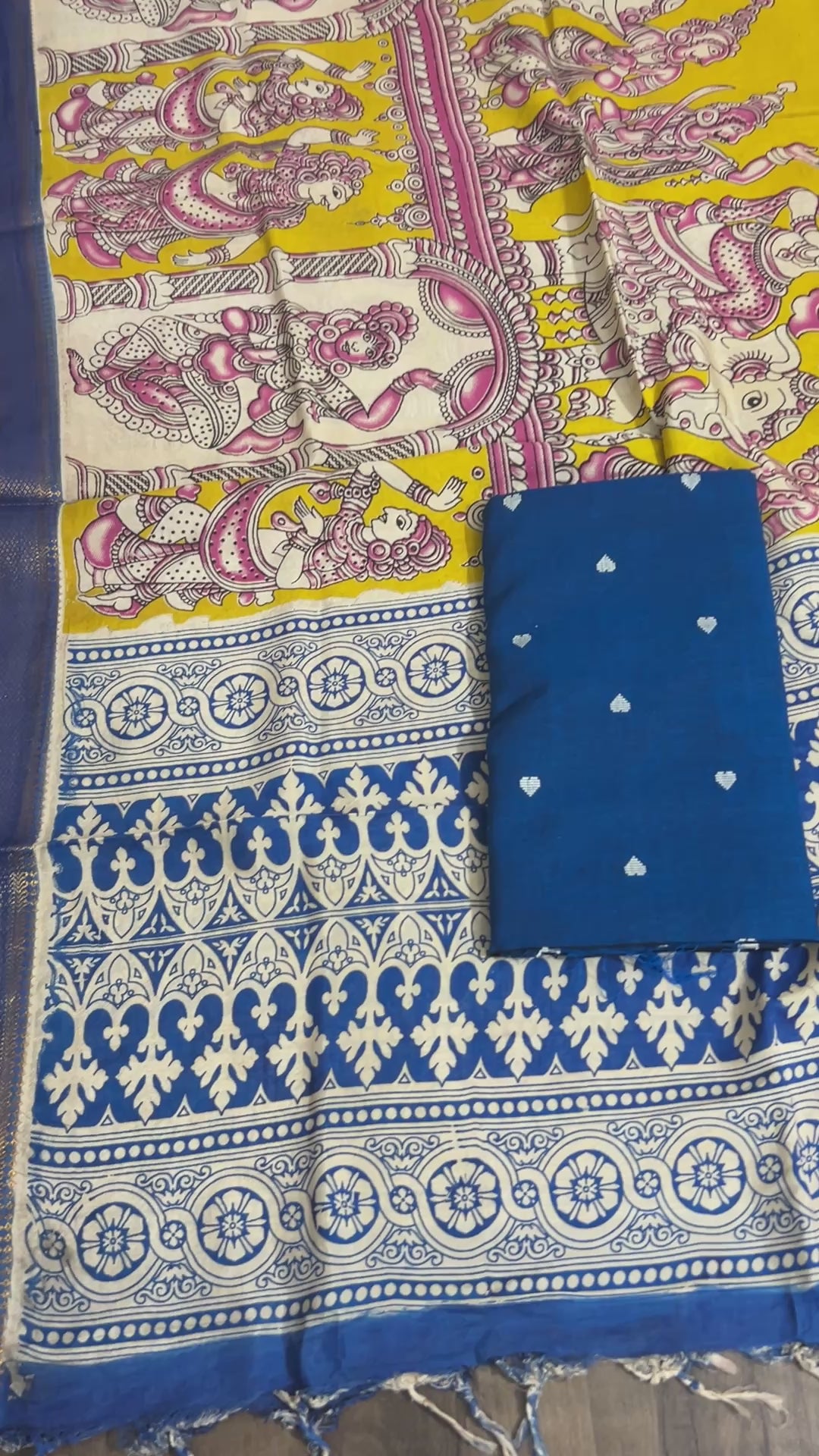 Handloom Cotton Dress Material with Kalamkari Silk Dupatta