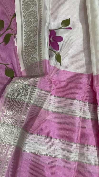 Hand Painted Mangalagiri Silk Dress Material