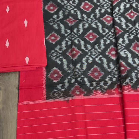 Handloom Cotton Weaving Booti Top with Ikat Cotton Dupatta