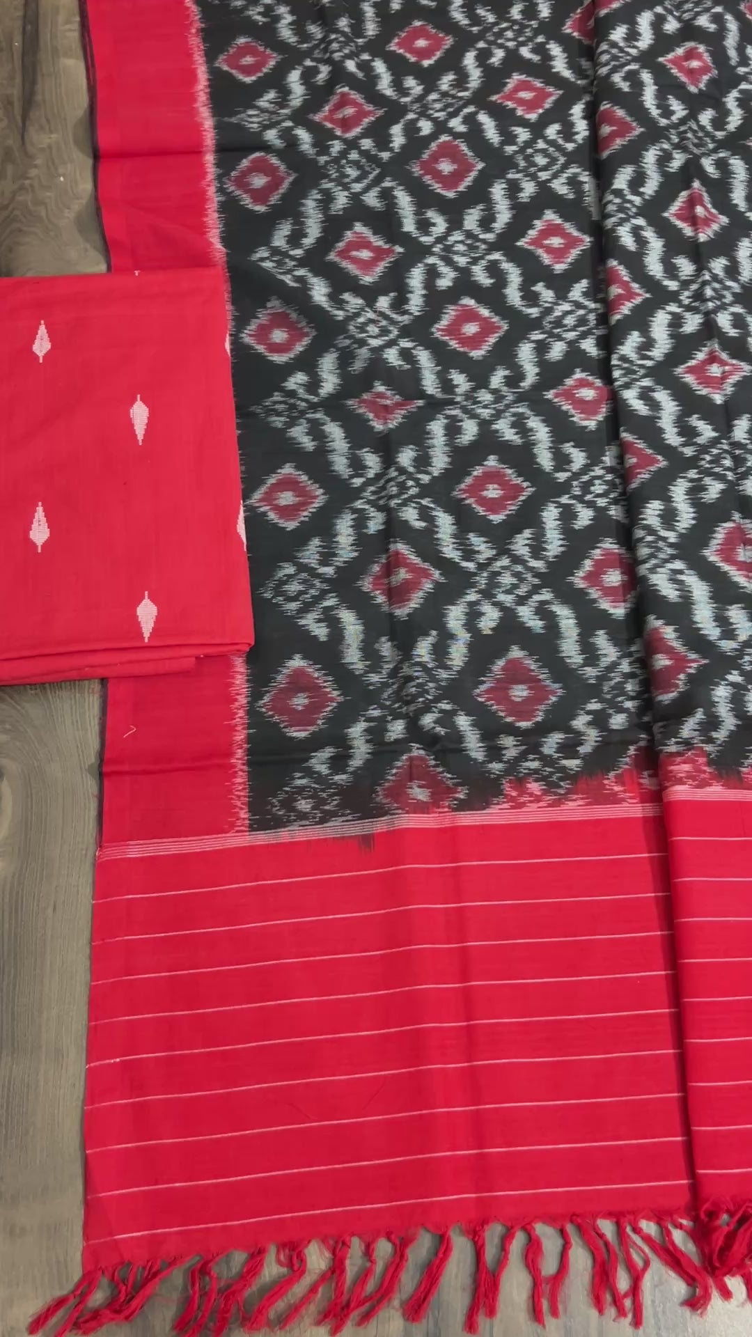 Handloom Cotton Weaving Booti Top with Ikat Cotton Dupatta