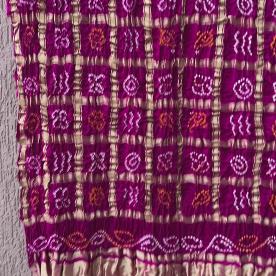 Bandhej garchola pure gajji silk dupatta