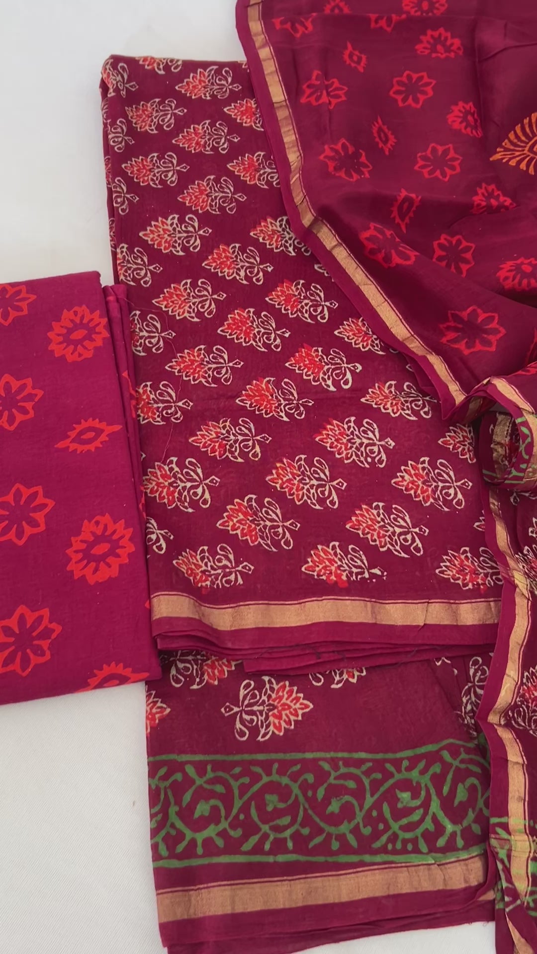 Maroon Chanderi Silk Cotton Dress material