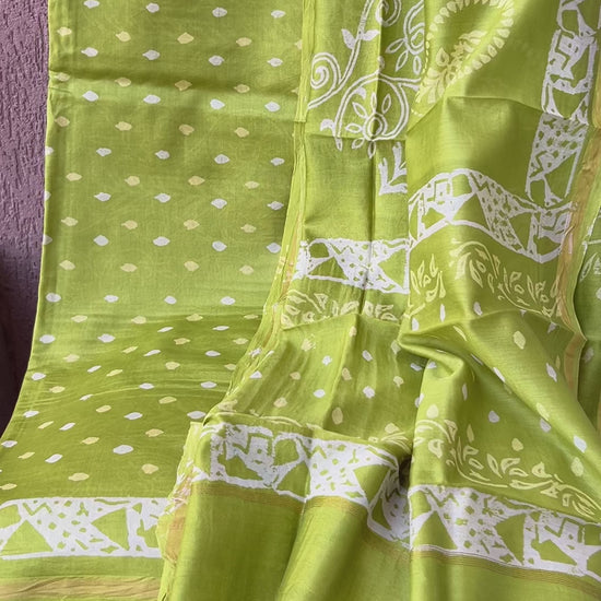 Chanderi SilkCotton Hand Blockprint Dress Material