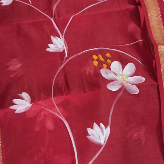 Hand Painted Maheshwari Silk Cotton Dress Material