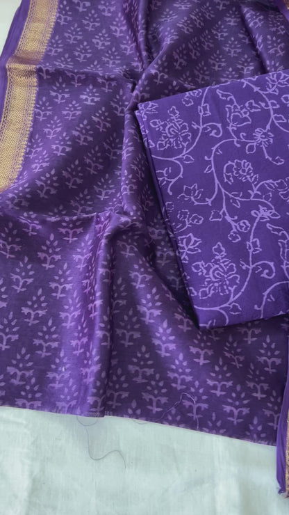 Hand BlockPrint Maheshwari Silk Cotton Dress Material