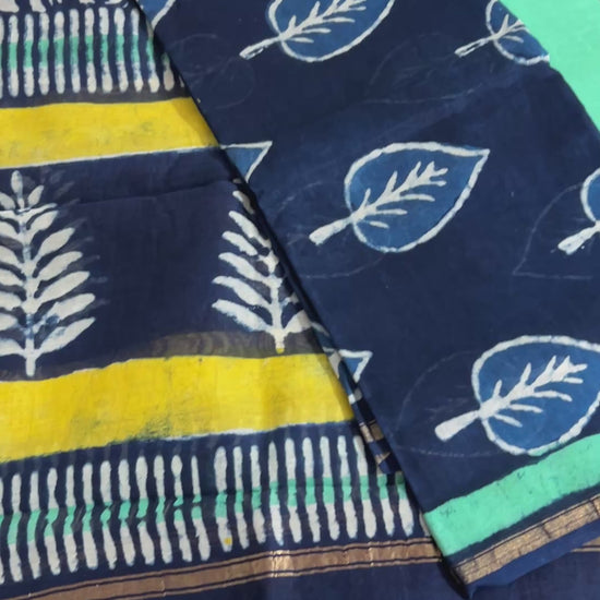 Hand BlockPrint Chanderi Silk Cotton Dress Material