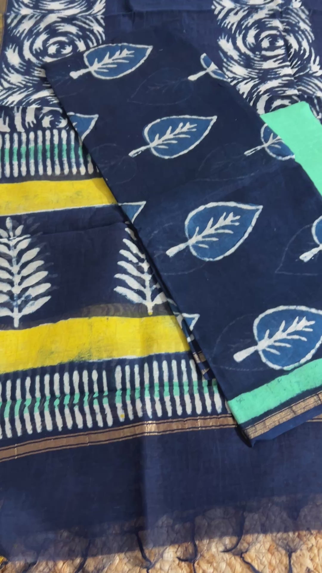 Hand BlockPrint Chanderi Silk Cotton Dress Material
