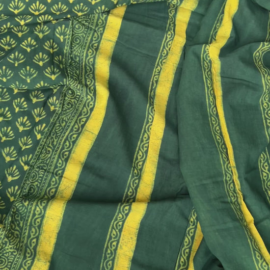 Akola Hand BlockPrint Cotton Saree with Blouse