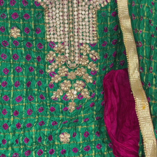 Bandhej garchola dress material with Gota Patti work