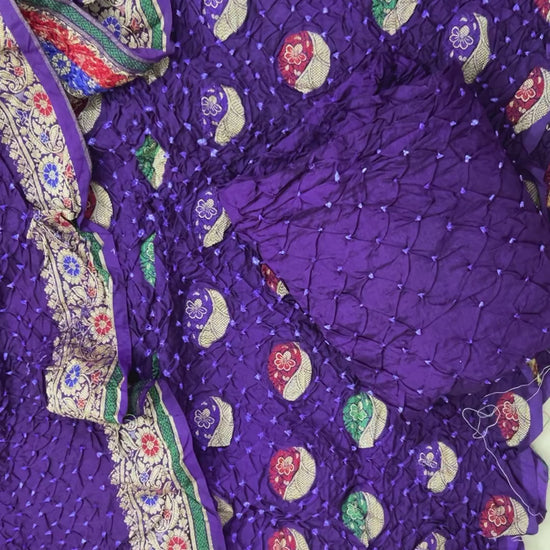 Gadwal Silk Bandhej Dress Material