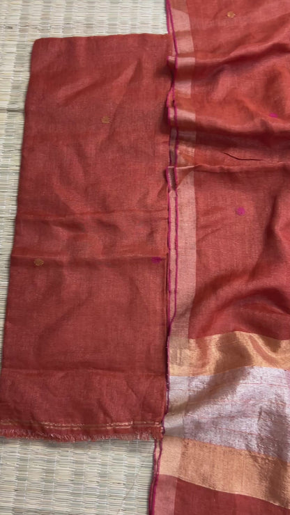 Jamdani Linen Cotton 2 pc Dress Material