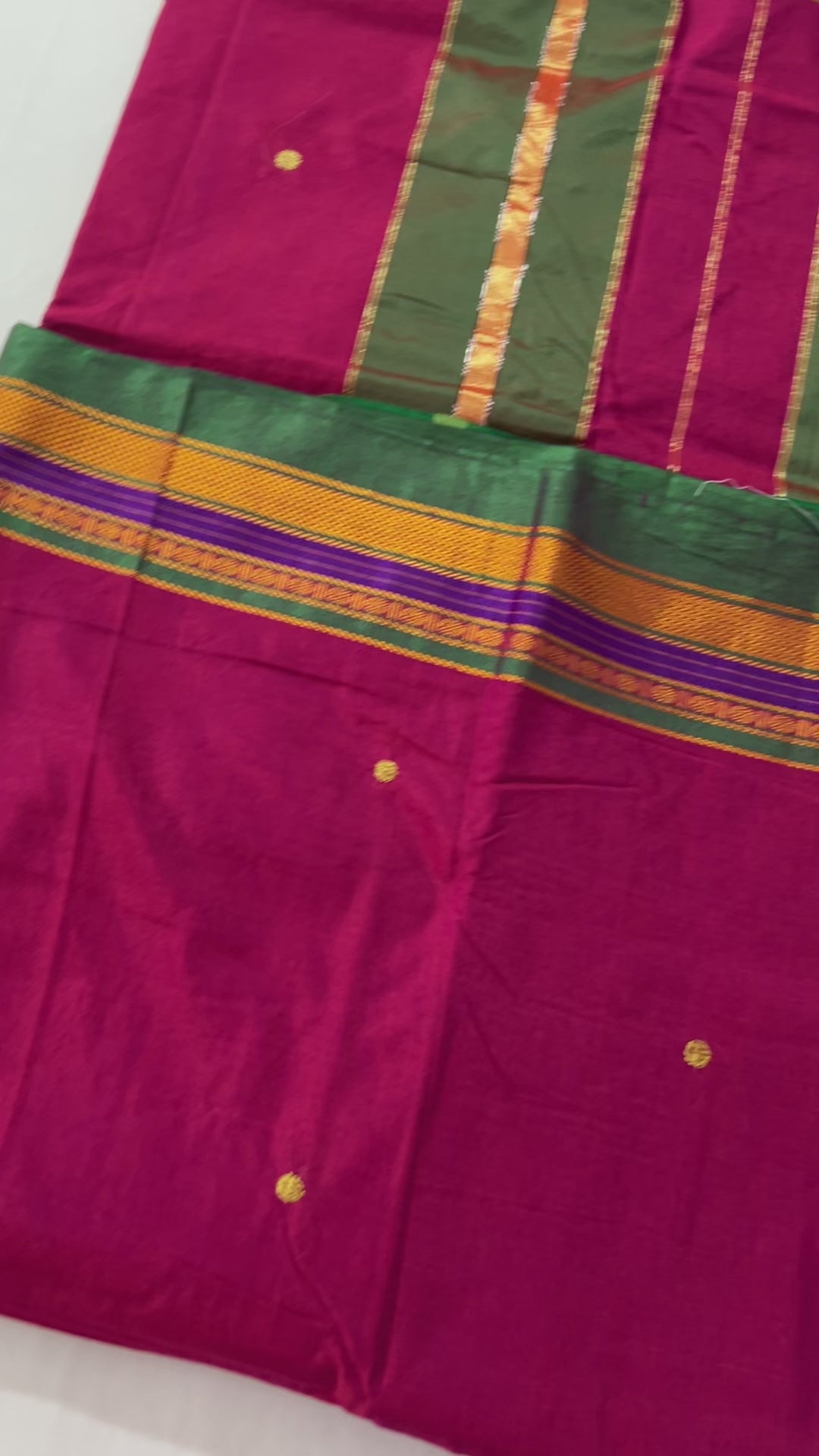 Magenta Cotton Silk Saree with Bootas
