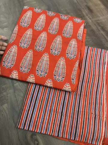 Ajrakh Cotton Top Bottom Set
