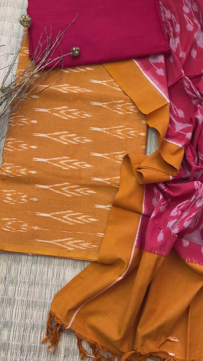 Double Ikat Cotton Dress Material