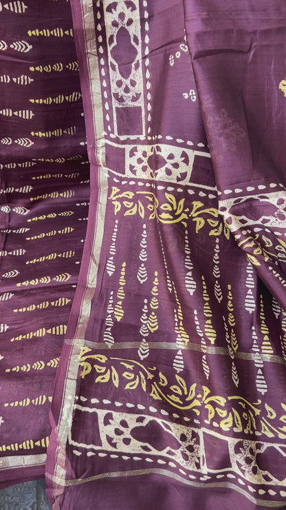 Chanderi 4 ply Pure Silk Cotton Hand Blockprint Dress Material