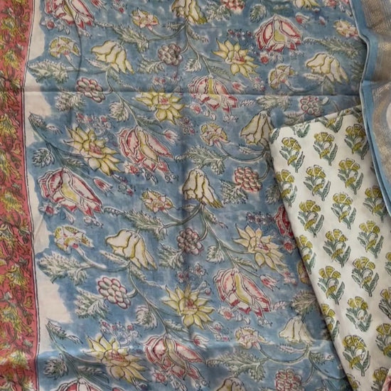 Hand Block Print Maheshwari Silk Dress Material