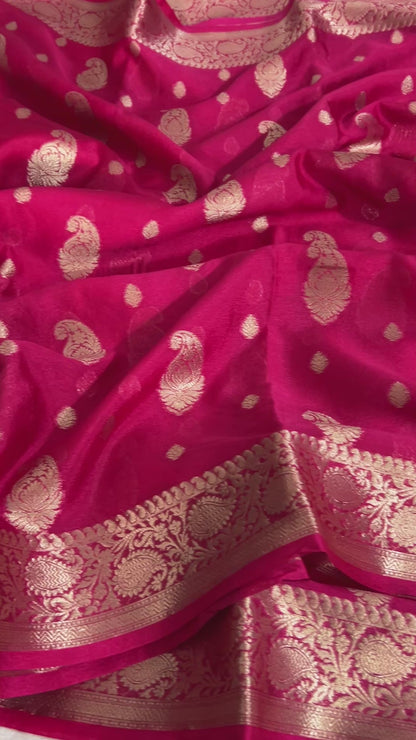 Pink Soft Georgette Silk Banarasi Saree