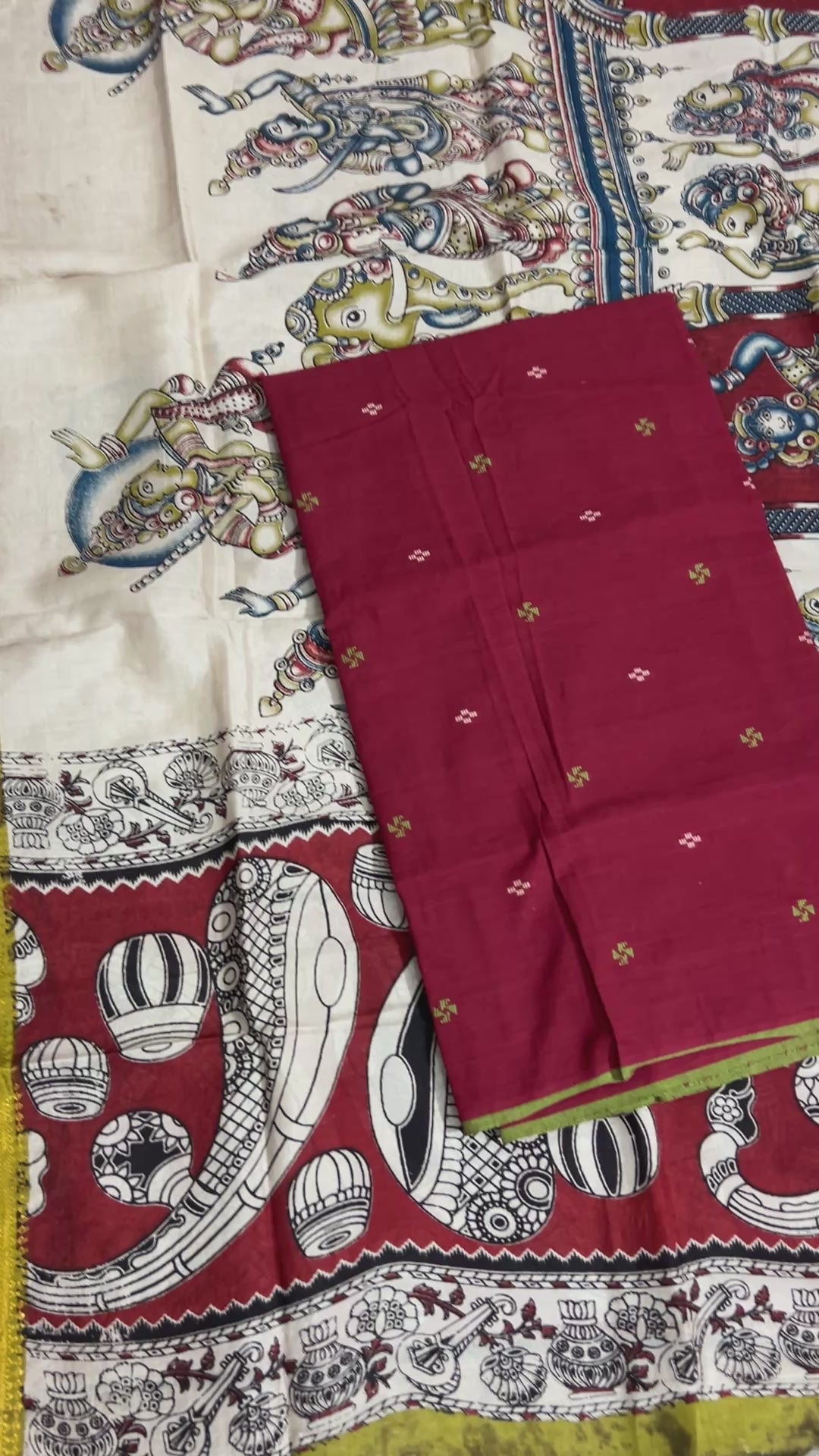 Handloom Cotton Dress Material with Kalamkari Silk Dupatta