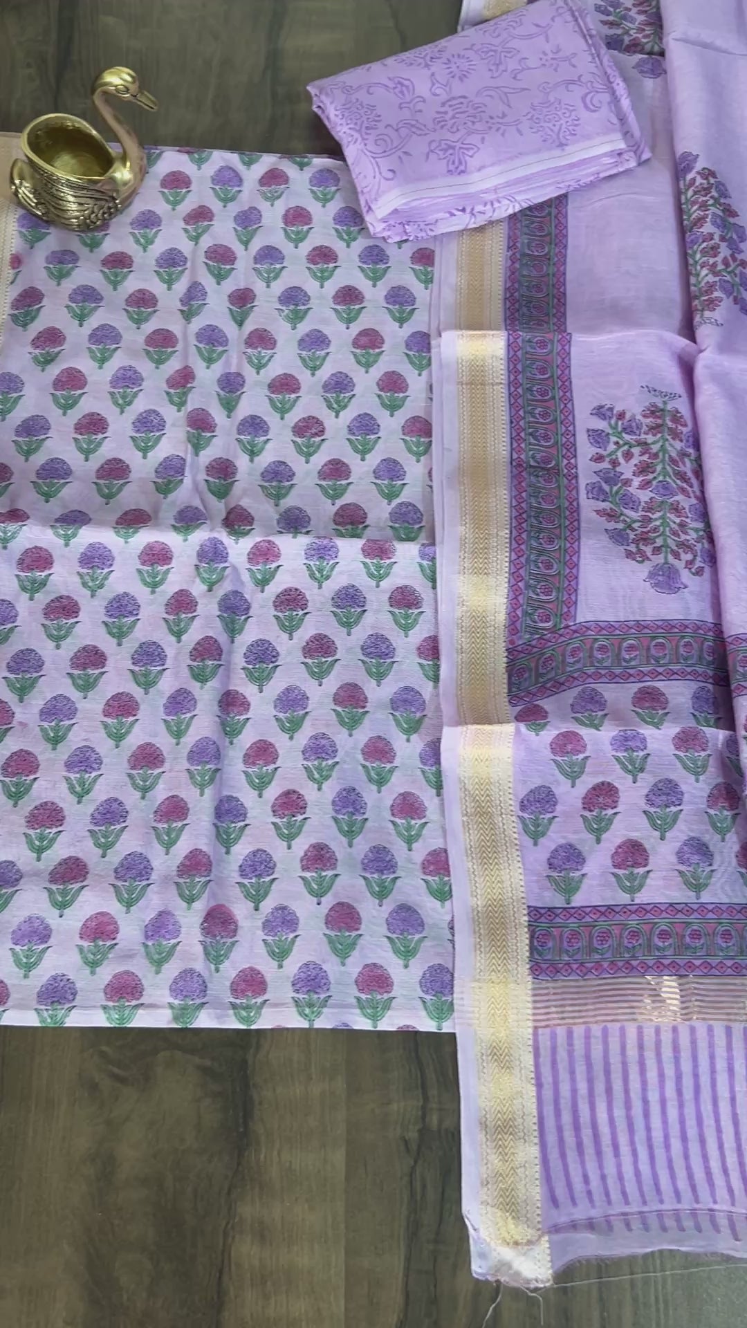 Hand Painted Maheshwari Silk Cotton Dress Material