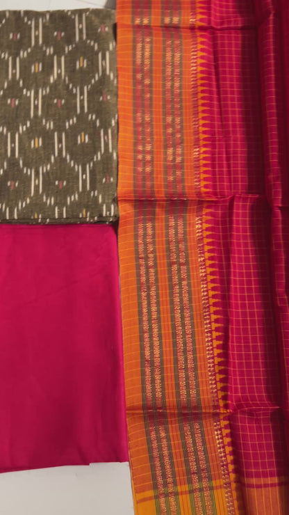 Ikat Cotton Dress Material with Narayanpet Dupatta