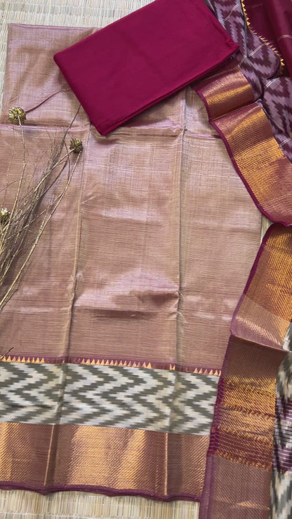 Mangalagiri Silk Dress Material with ikat Border