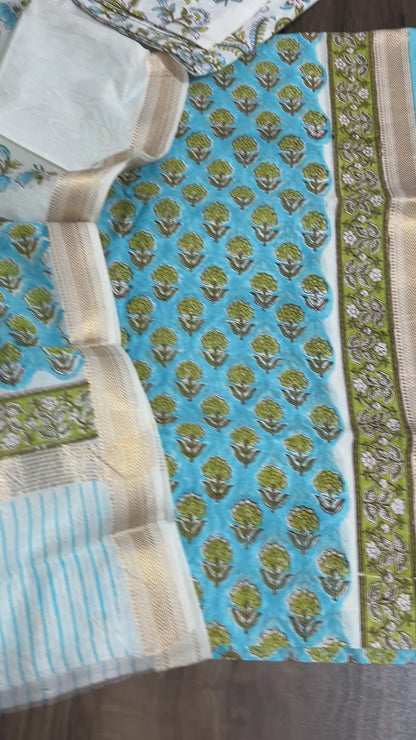 Hand BlockPrint Maheshwari Silk Cotton Dress Material