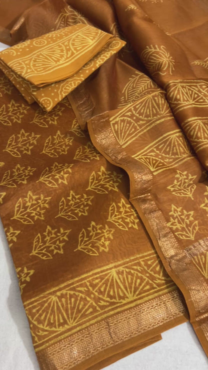 Hand BlockPrint Maheshwari Silk Cotton Dress Material